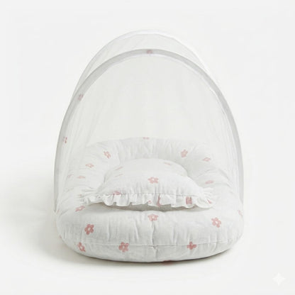 Floral Print Portable Baby Nest with Integrated Mosquito Net