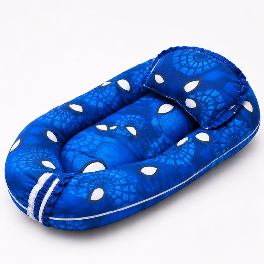 Spider Hero Baby Nest with Mosquito Net – Royal Blue Infant Lounger