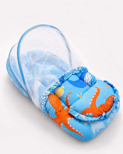Ocean Dreams Baby Nest with Mosquito Net – Blue Sea Theme