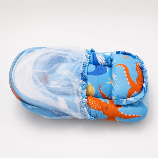 Ocean Dreams Baby Nest with Mosquito Net – Blue Sea Theme
