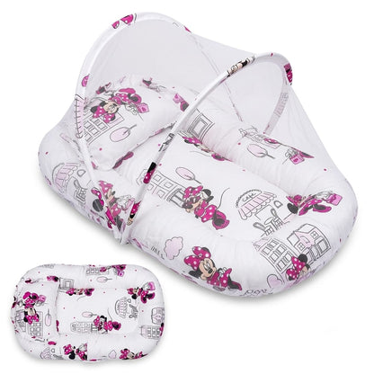 Minnie Baby Nest with Mosquito Net – Portable Newborn Lounger