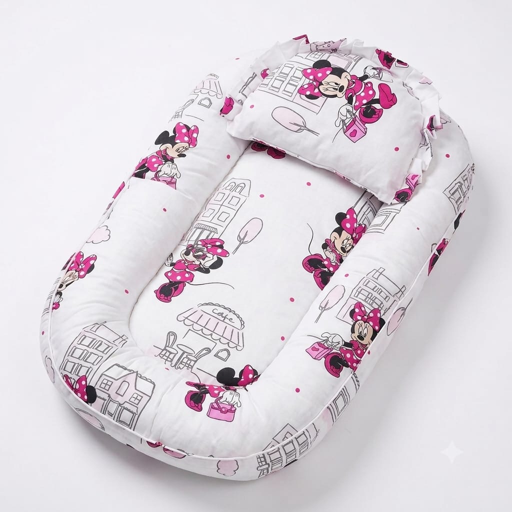 Minnie Baby Nest with Mosquito Net – Portable Newborn Lounger