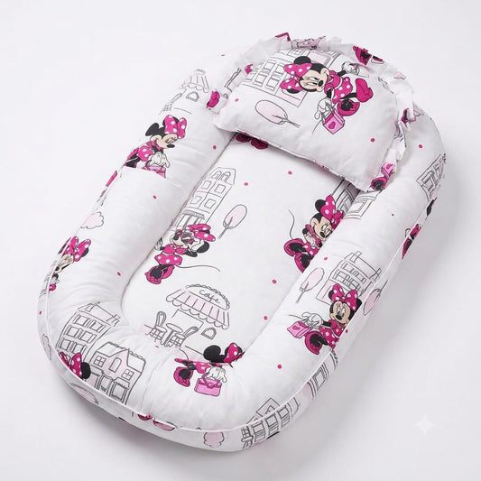 Minnie Baby Nest with Mosquito Net – Portable Newborn Lounger