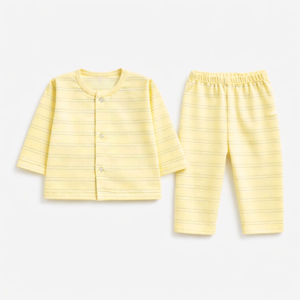 Butter Yellow Stripe Newborn Sleepwear Set (2-Piece)