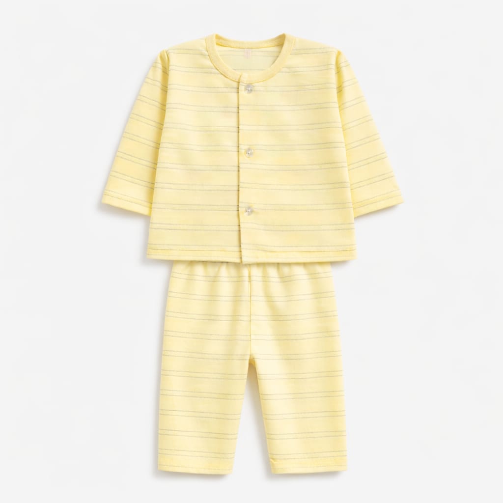 Butter Yellow Stripe Newborn Sleepwear Set (2-Piece)
