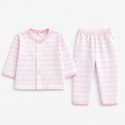 Soft Baby Pink Stripe Newborn Sleepwear Set (2-Piece)