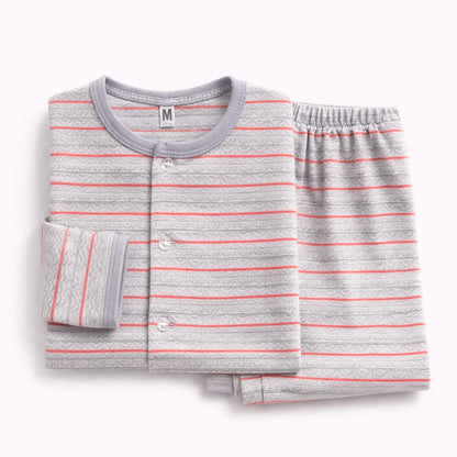 Grey & Coral Stripe Newborn Sleepwear Set (2-Piece)