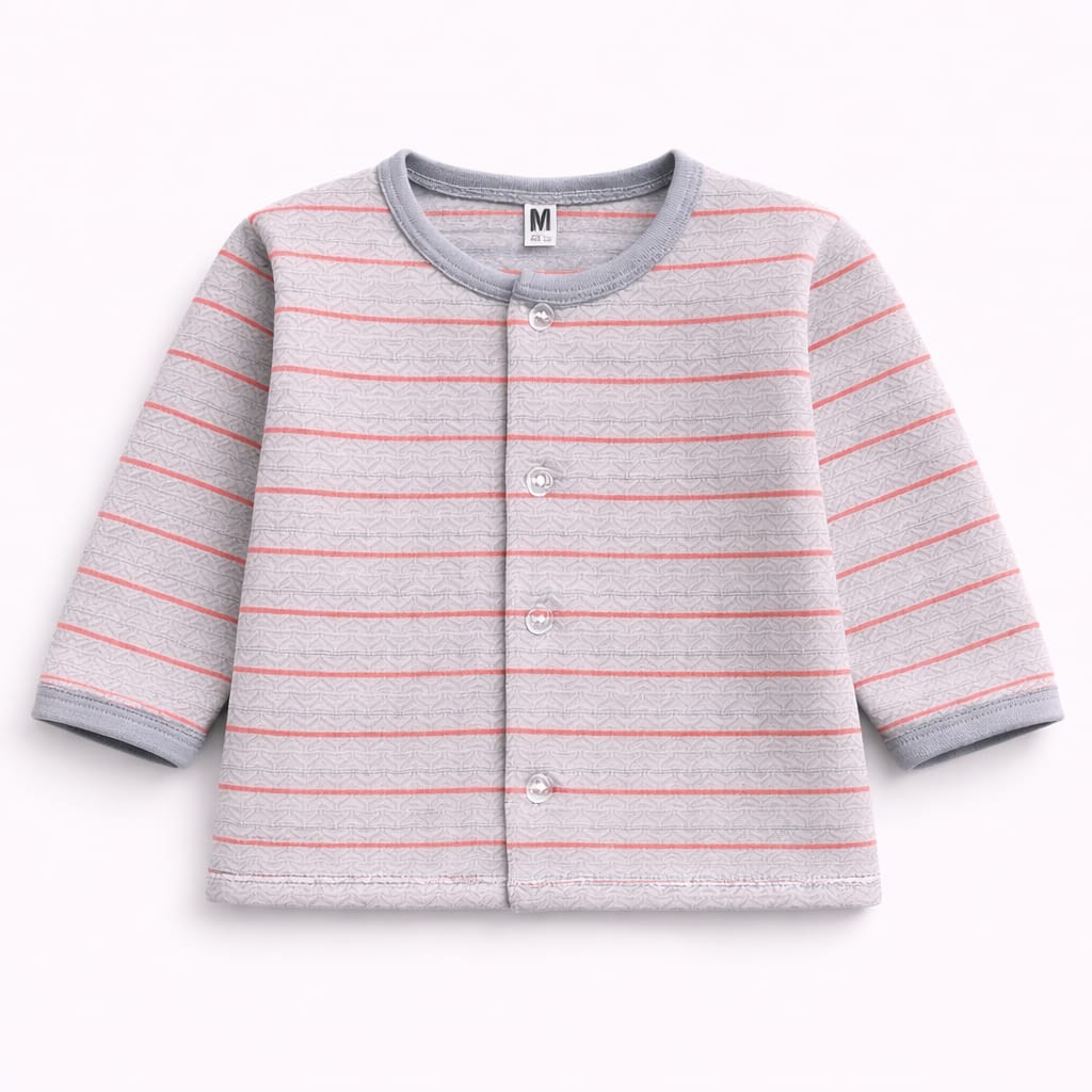 Grey & Coral Stripe Newborn Sleepwear Set (2-Piece)