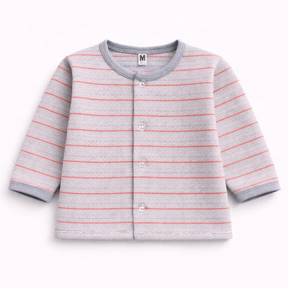 Grey & Coral Stripe Newborn Sleepwear Set (2-Piece)