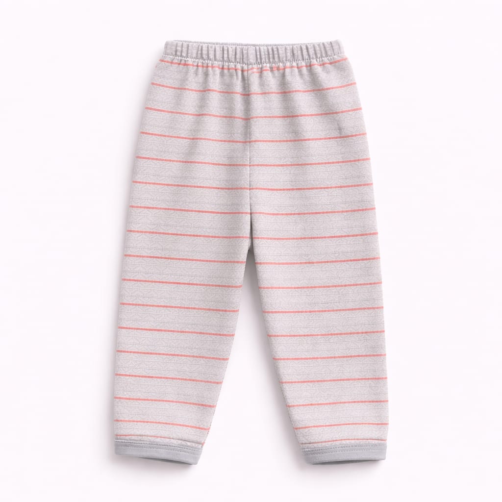 Grey & Coral Stripe Newborn Sleepwear Set (2-Piece)