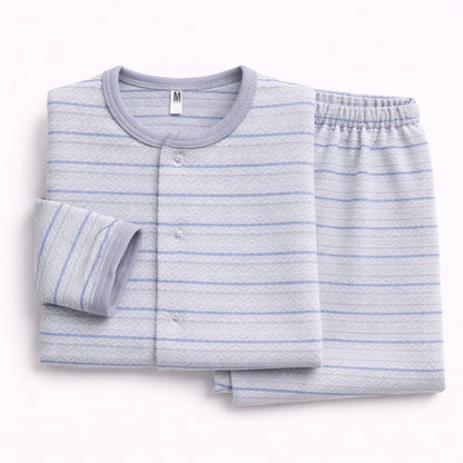 Grey & Blue Stripe Newborn Sleepwear Set (2-Piece)