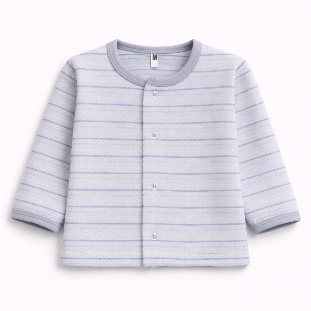 Grey & Blue Stripe Newborn Sleepwear Set (2-Piece)