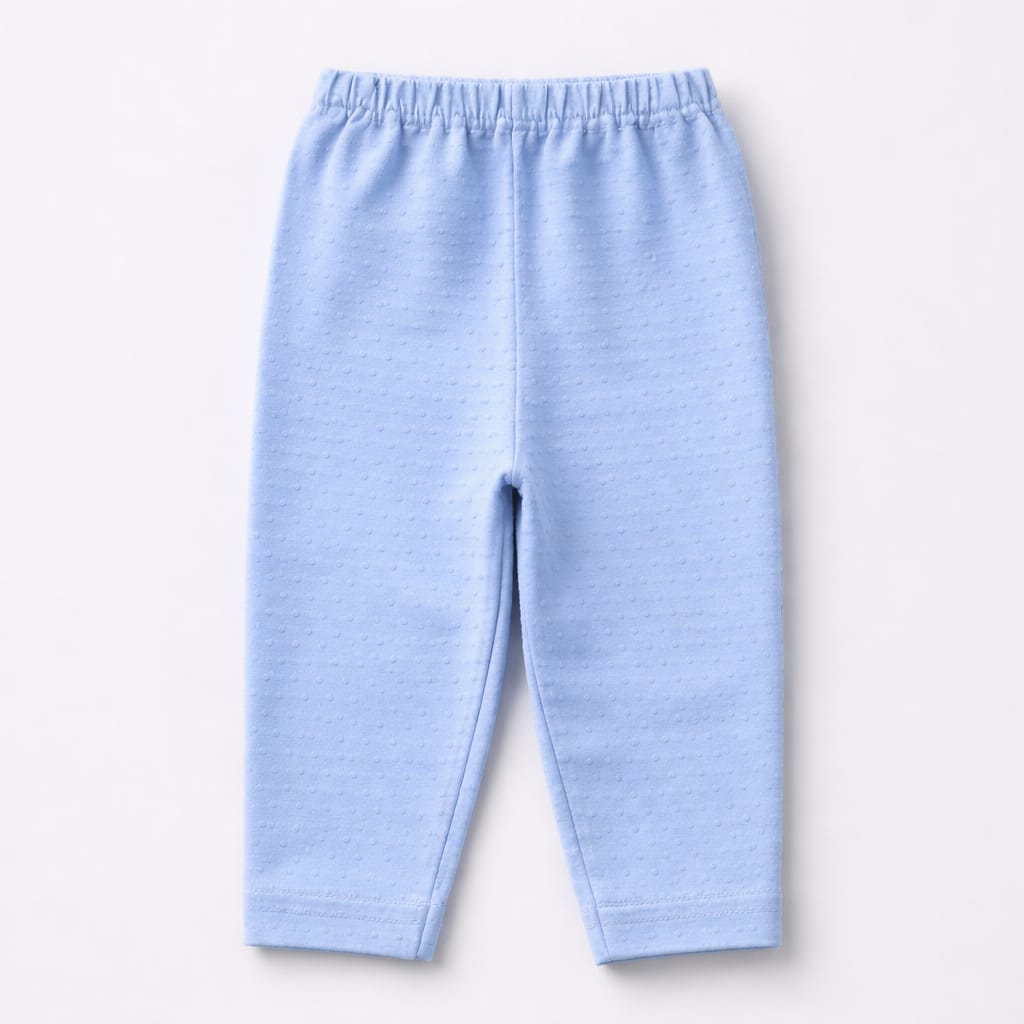 Baby Blue Swiss Dot Button Night Suit Set (2-Piece)