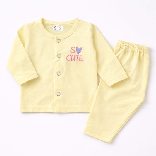 So Cute Lemon Yellow Baby Night Suit Set (2-Piece)