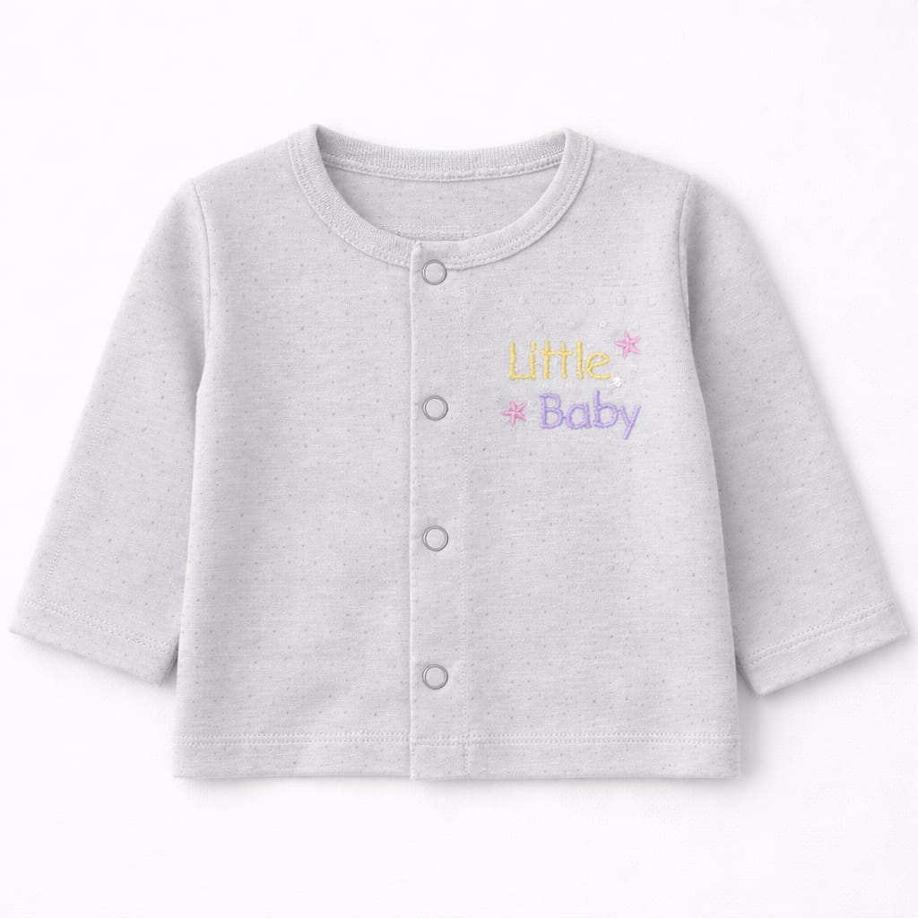Little Baby Soft Grey Textured Night Suit Set (2-Piece)