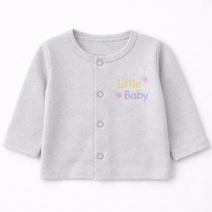Little Baby Soft Grey Textured Night Suit Set (2-Piece)