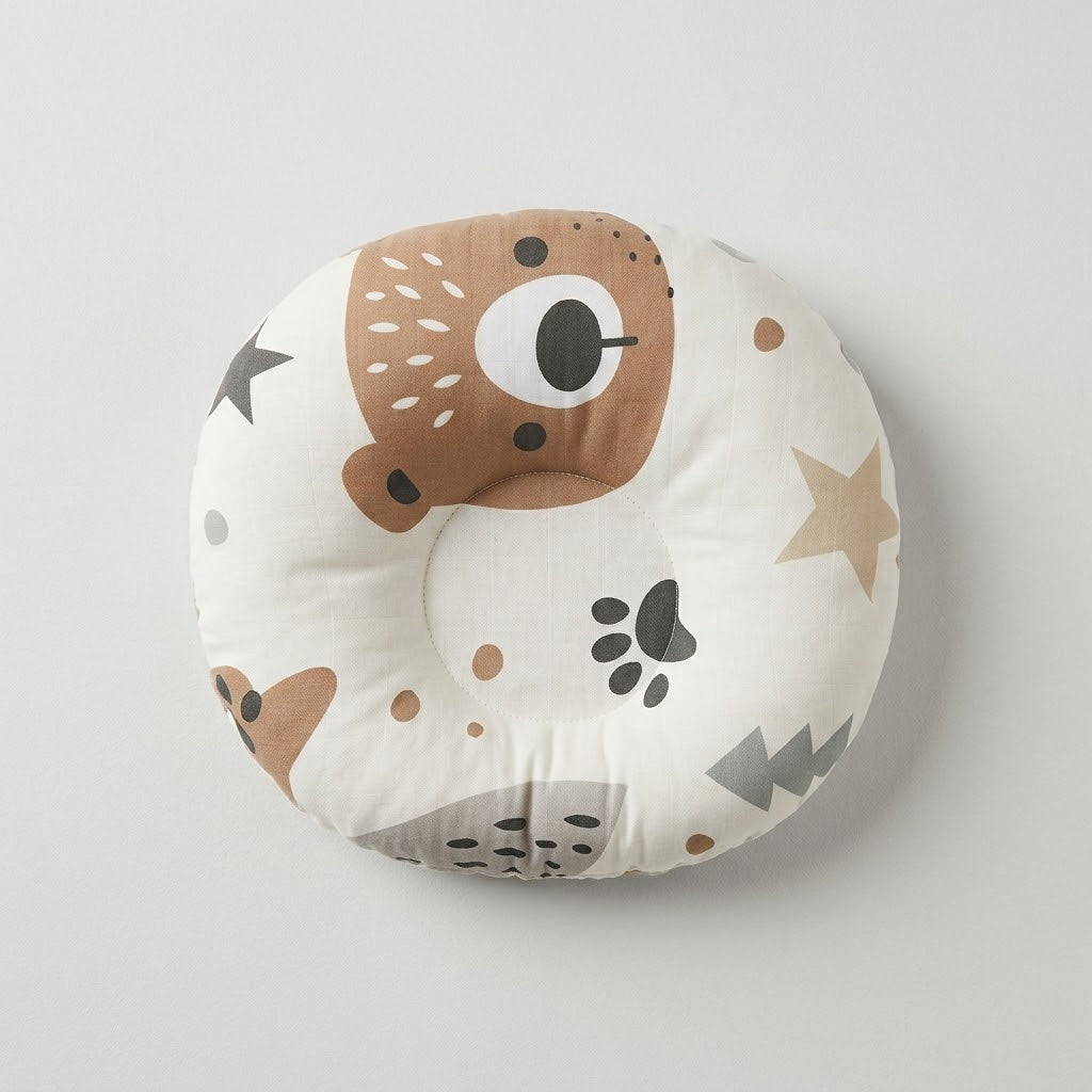 Woodland Bear Round Baby Pillow