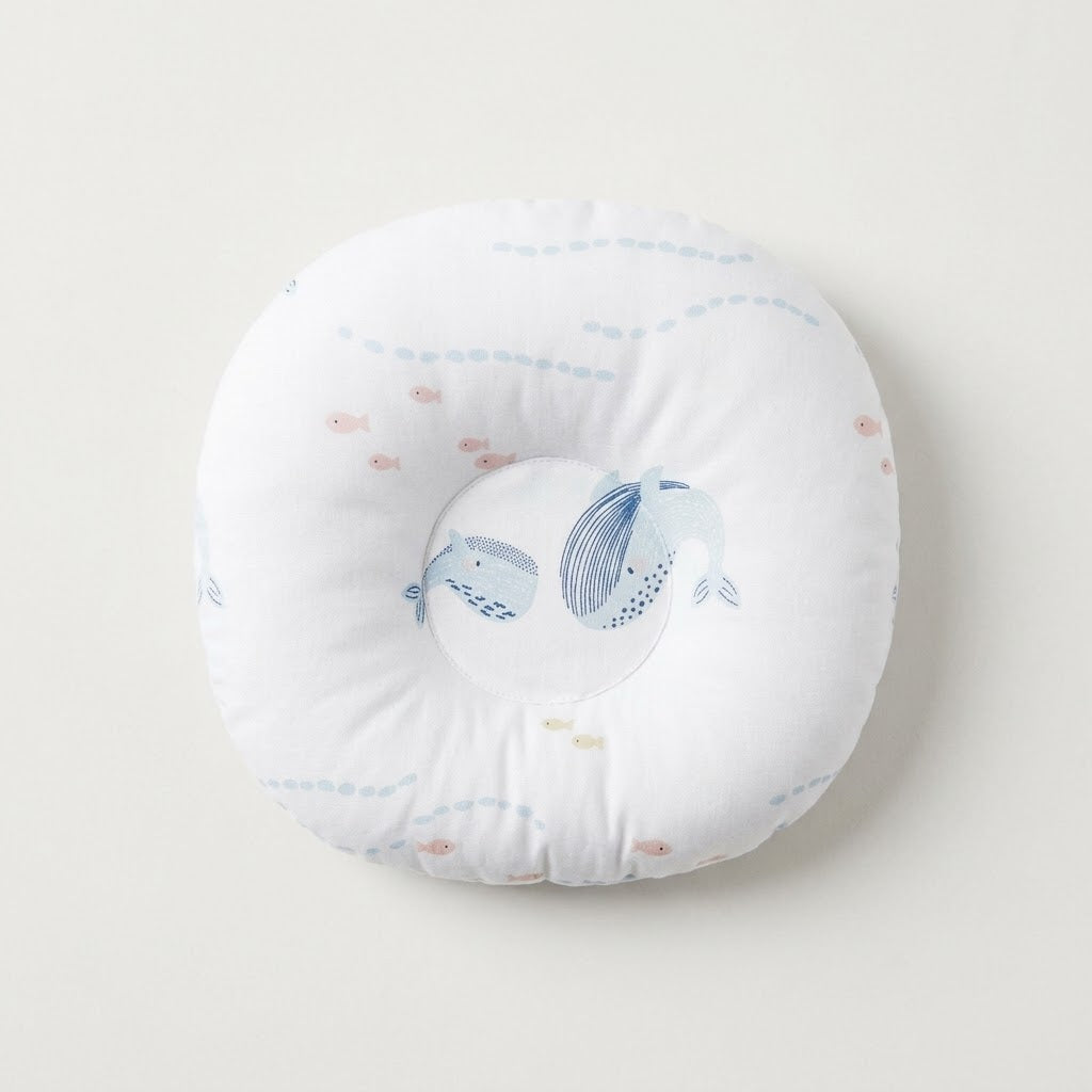 Pastel Ocean Whale Baby Support Pillow