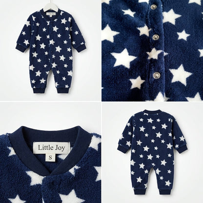 Little Joy Cozy Plush Star Print Baby Romper