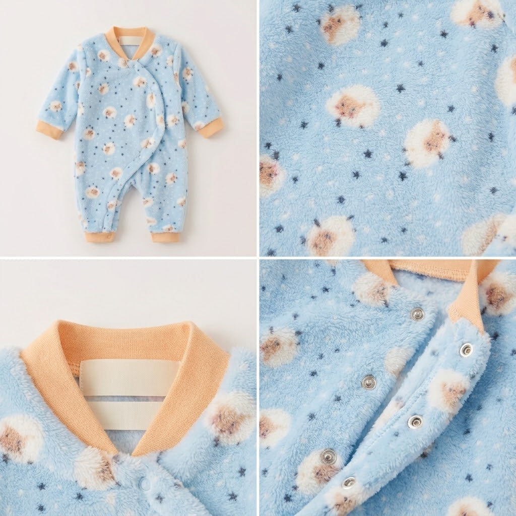 Cozy Little sheep- Sky blue fleece Romper