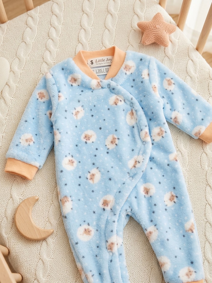 Cozy Little sheep- Sky blue fleece Romper