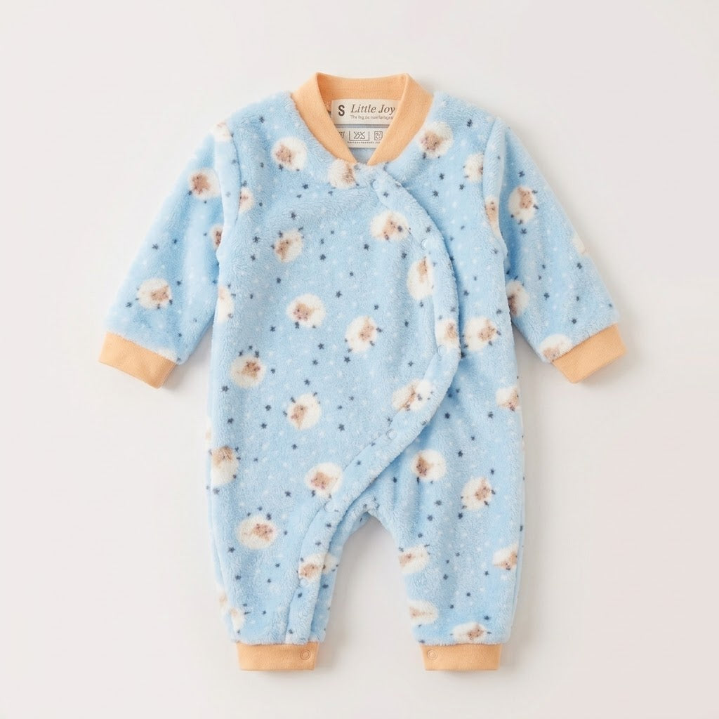 Cozy Little sheep- Sky blue fleece Romper