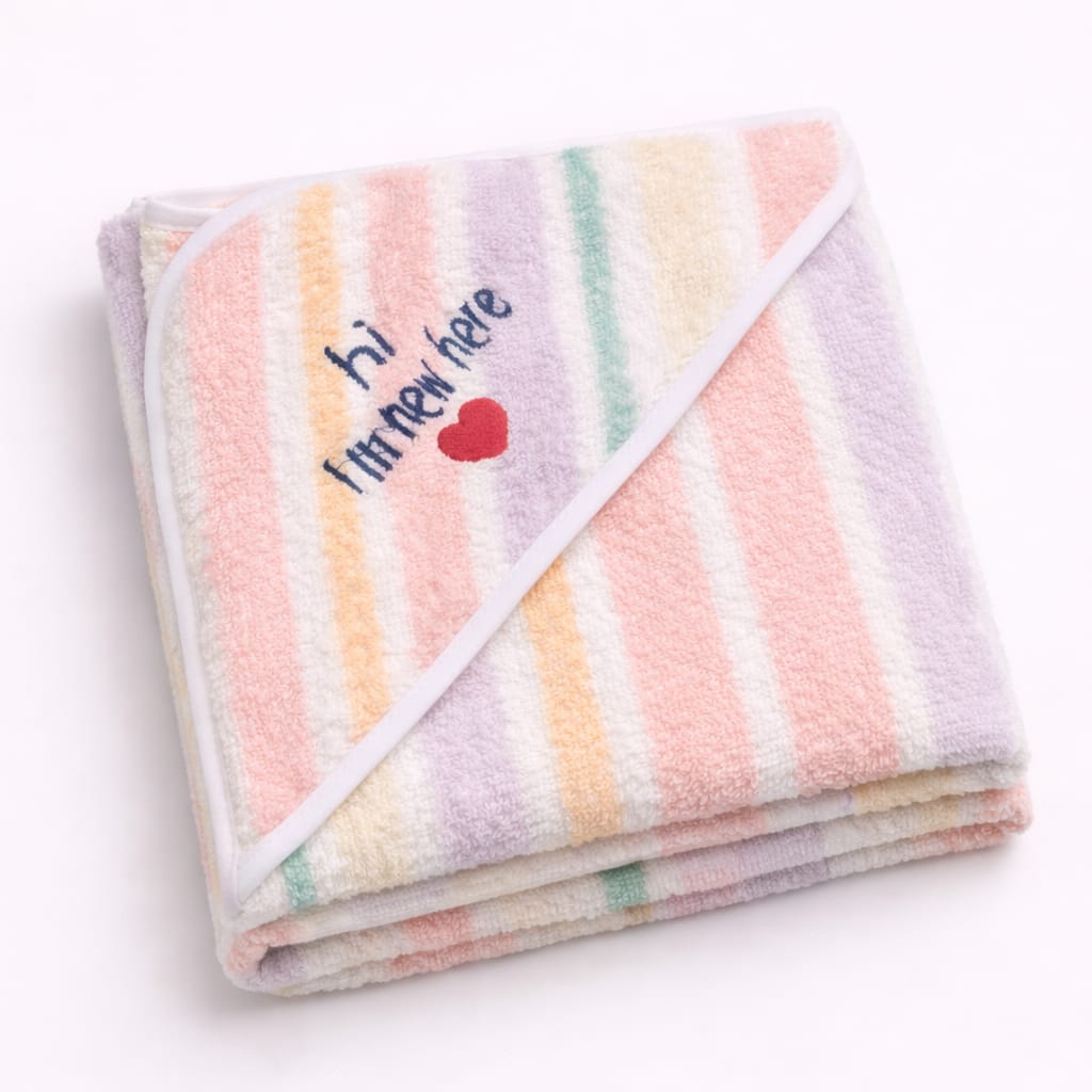 Rainbow Stripe Baby Towel –Hi i'm new here Soft Cotton Newborn Bath Wrap
