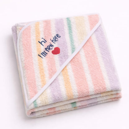 Rainbow Stripe Baby Towel –Hi i'm new here Soft Cotton Newborn Bath Wrap