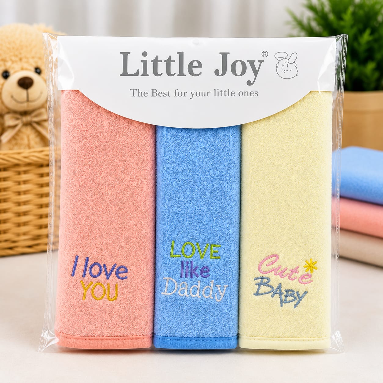 Little Joy Embroidered Baby Washcloth Set – 3 Pack