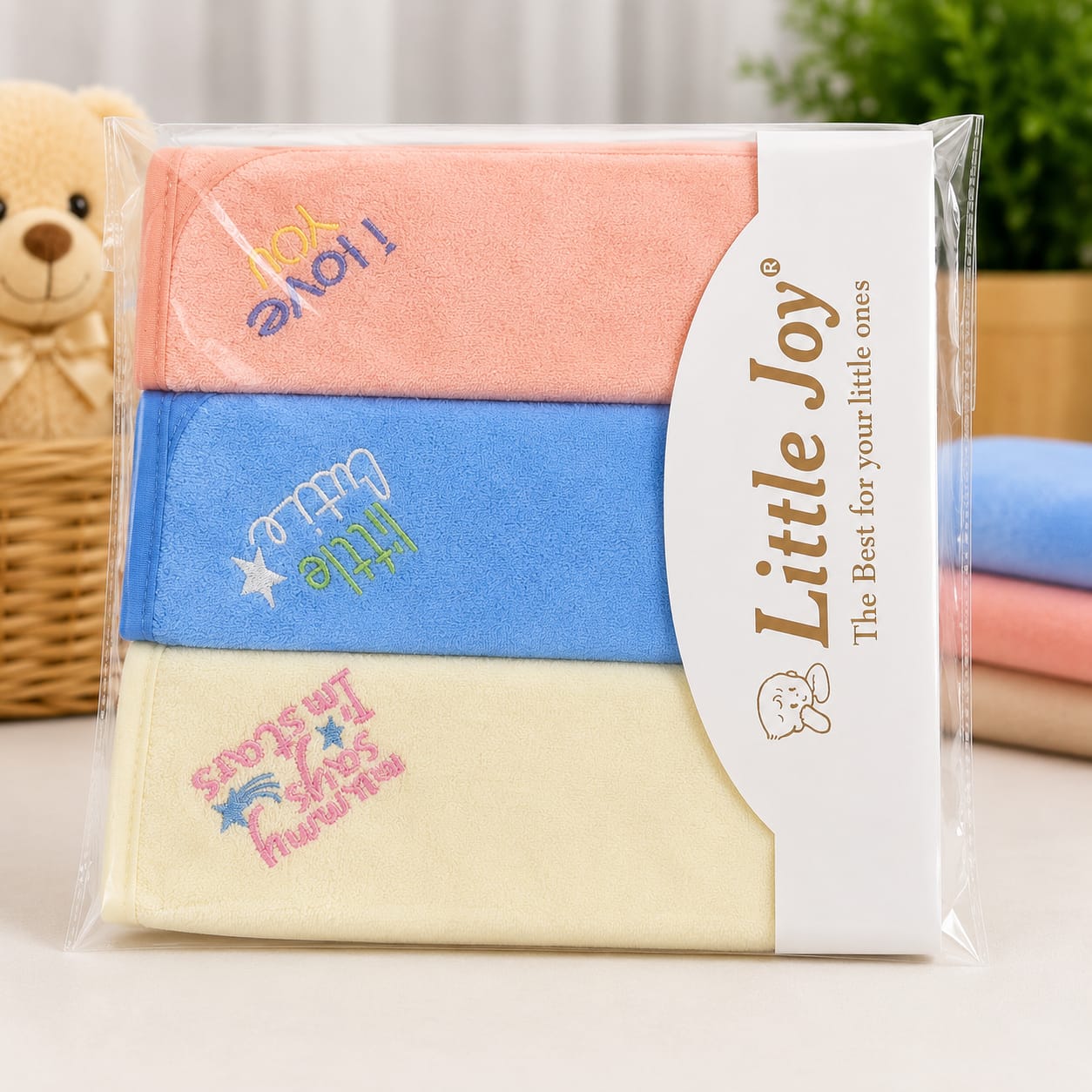 Embroidered Baby Washcloth Set – 3 Pack