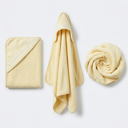 Soft Butter Yellow Hooded Baby Bath Towel