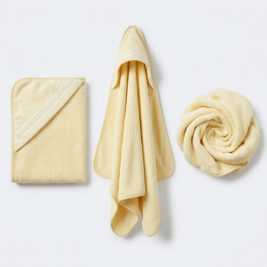 Soft Butter Yellow Hooded Baby Bath Towel
