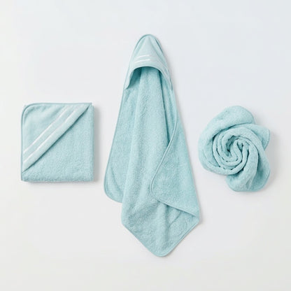 Soft Light Blue Hooded Baby Bath Towel