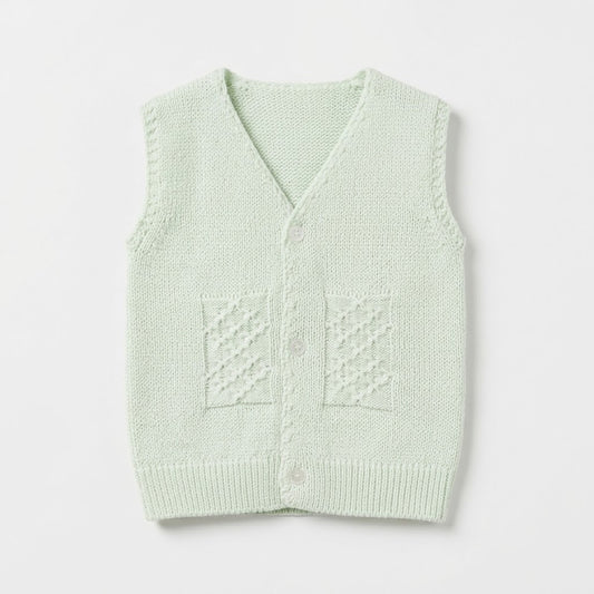 Classic Light Green Textured Knit Baby Vest