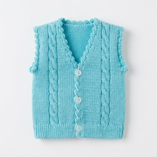 Blue Cable Knit Baby Vest