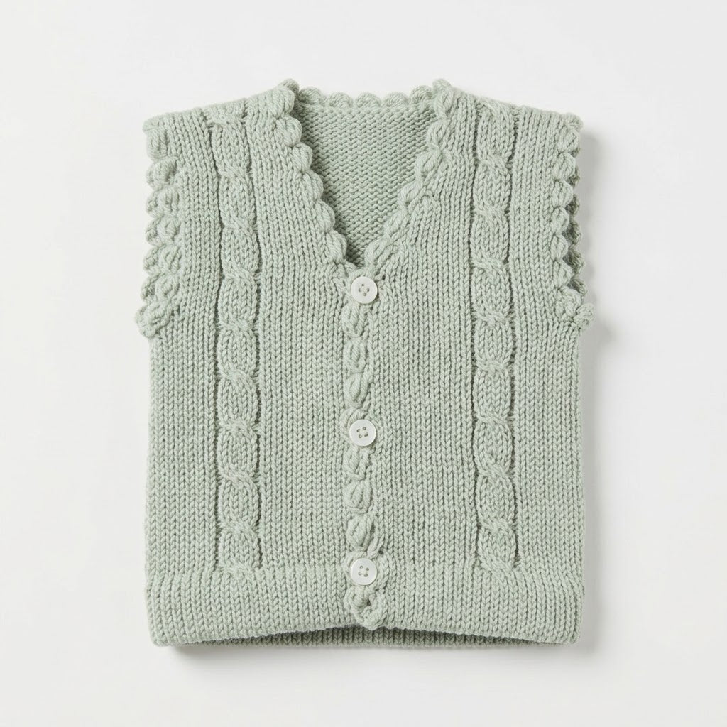 Classic Gray Cable Knit Baby Vest