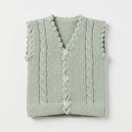 Classic Gray Cable Knit Baby Vest