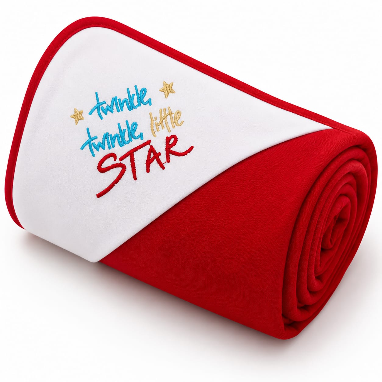 Twinkle Twinkle Little Star Baby Wrapping Sheet – Soft Cotton Receiving Blanket (Red)