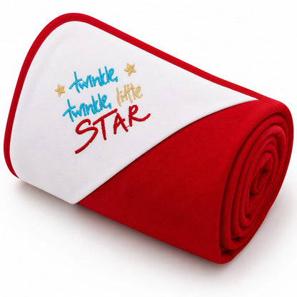 Twinkle Twinkle Little Star Baby Wrapping Sheet – Soft Cotton Receiving Blanket (Red)