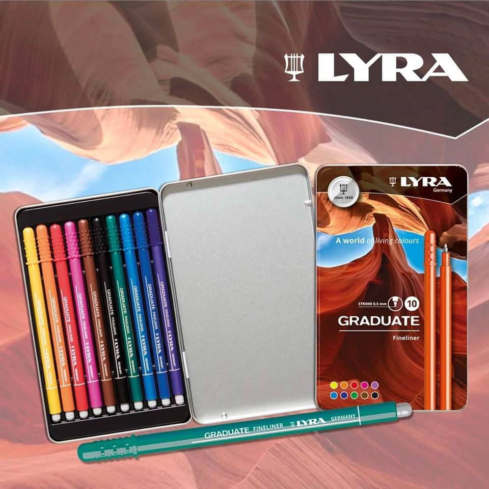 Lyra Graduate Fineliners 0.5mm In Metal box Of 10 Pcs