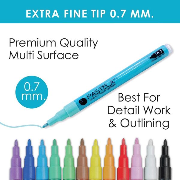 Pastela Acrylic Paint Marker Set Of 12 – 0.7mm Extra Fine Tip