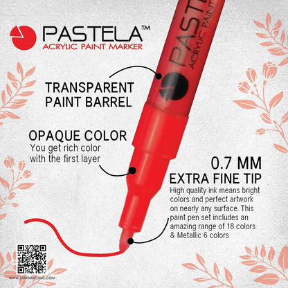 Pastela Metallic Acrylic Paint Marker Set Of 6 – 0.7mm
