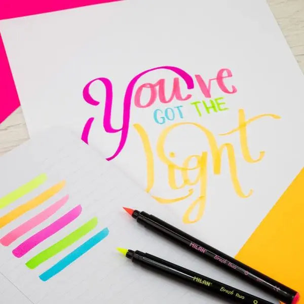 Milan Fluorescent Brush Markers Set Of 6