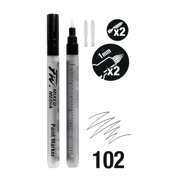 Daler Rowney Fw Mixed Media Refillable Paint Markers 1mm Pack Of 2