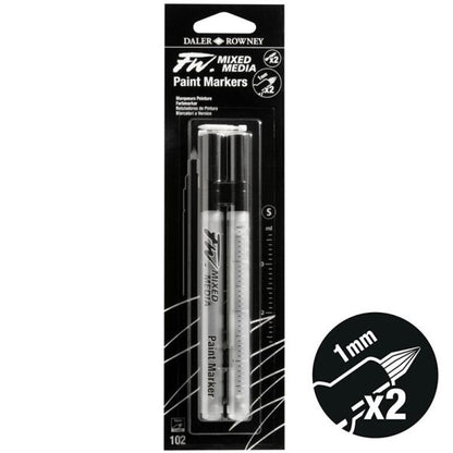 Daler Rowney Fw Mixed Media Refillable Paint Markers 1mm Pack Of 2