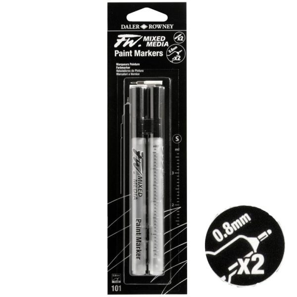 Daler Rowney FW Mixed Media Technical Paint Markers 0.8mm Pack Of 2 – Refillable