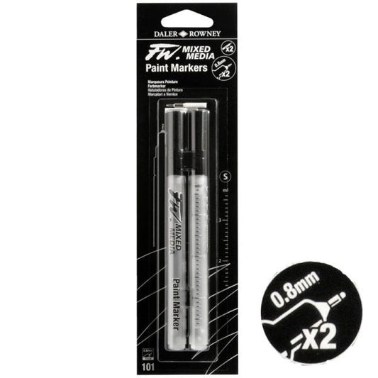 Daler Rowney FW Mixed Media Technical Paint Markers 0.8mm Pack Of 2 – Refillable