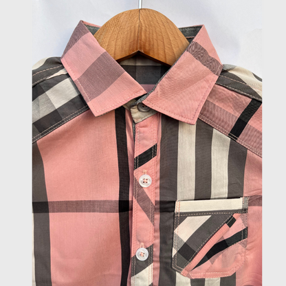 Kids Casual Chic Checkered Shirt (Pink)