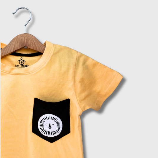 Kids Sunny Lion Cub Doodle Tee(Mango yellow)