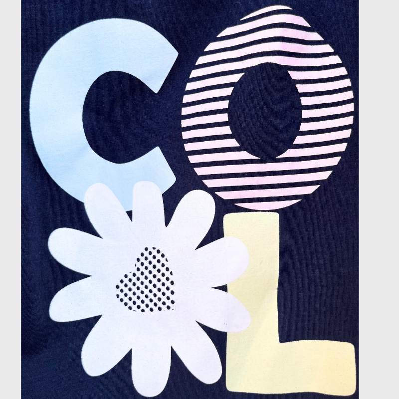 Kids Navy Floral 'COOL' Top (Navy blue)